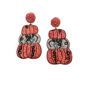 Elegant Pumpkin Stack Beaded Halloween Earrings l Trick or Treat /Trunk or Treat